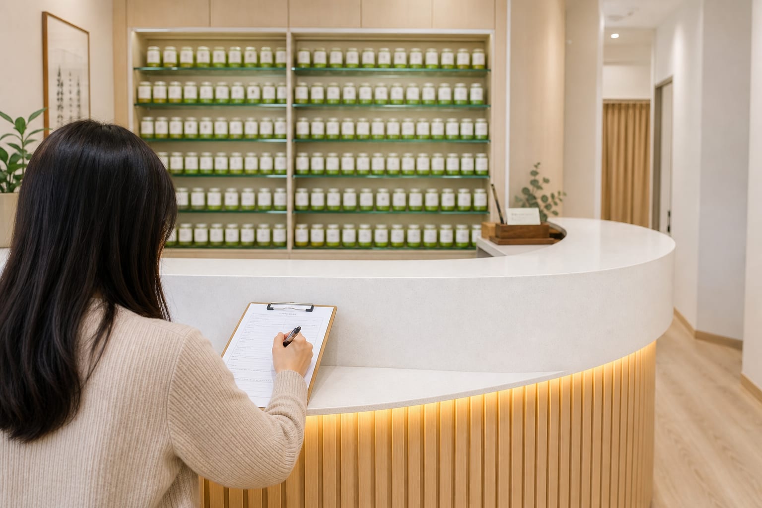 到診登記步驟示意(非本診所實拍):填寫健康資料